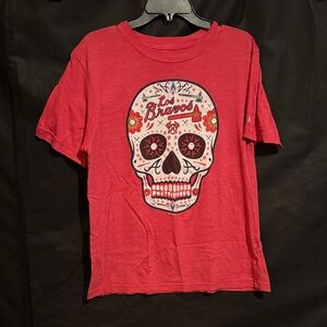 New Era Red Sugar Skull Atlanta Braves Baseball Tee